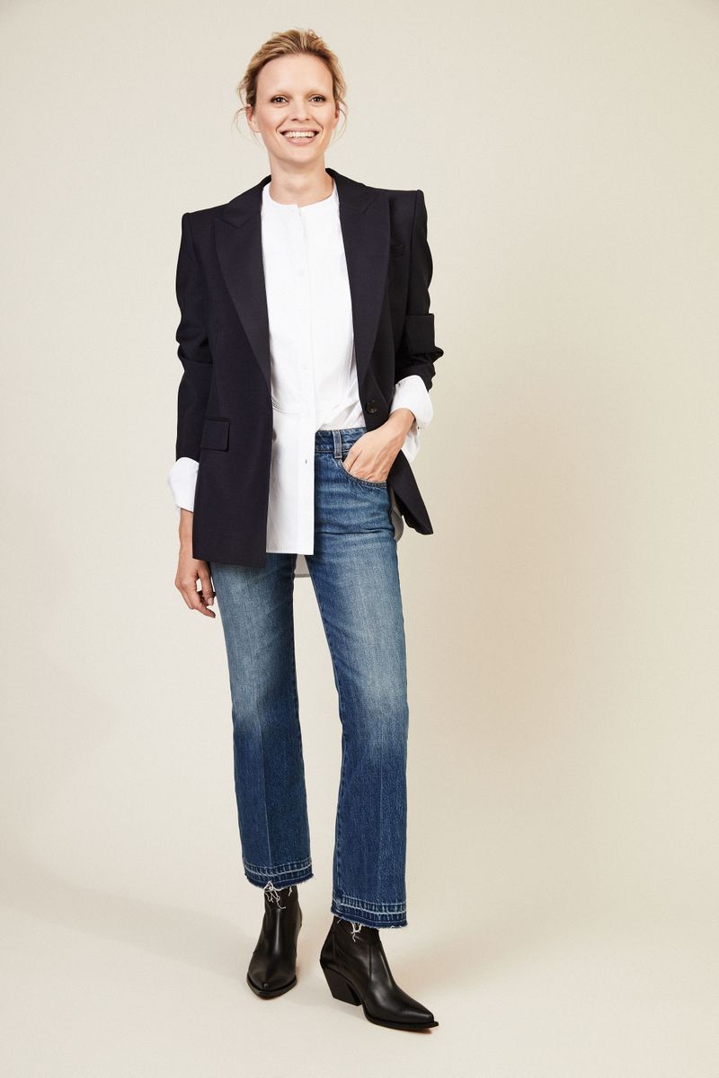Mohair-Woll-Blazer in Blau