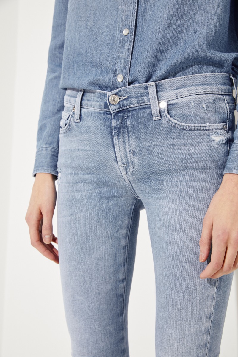 Skinny Jeans 'The Skinny Crop' mit Steinbesatz Blau