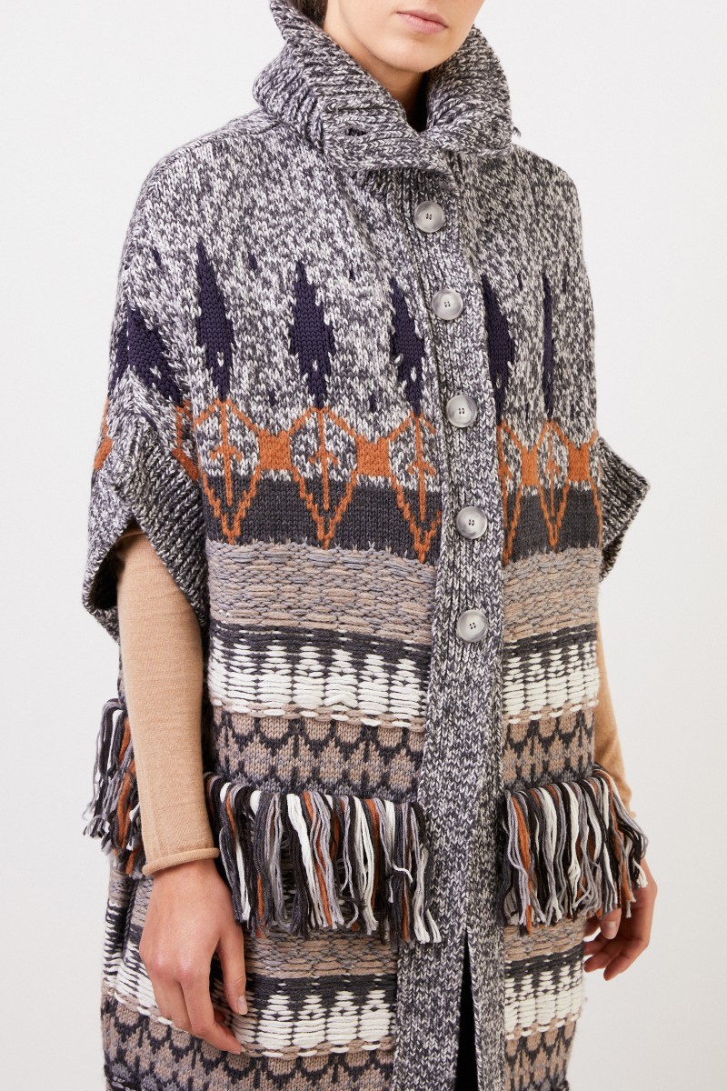 Stella McCartney Langer gemusterter Woll-Mantel Multi