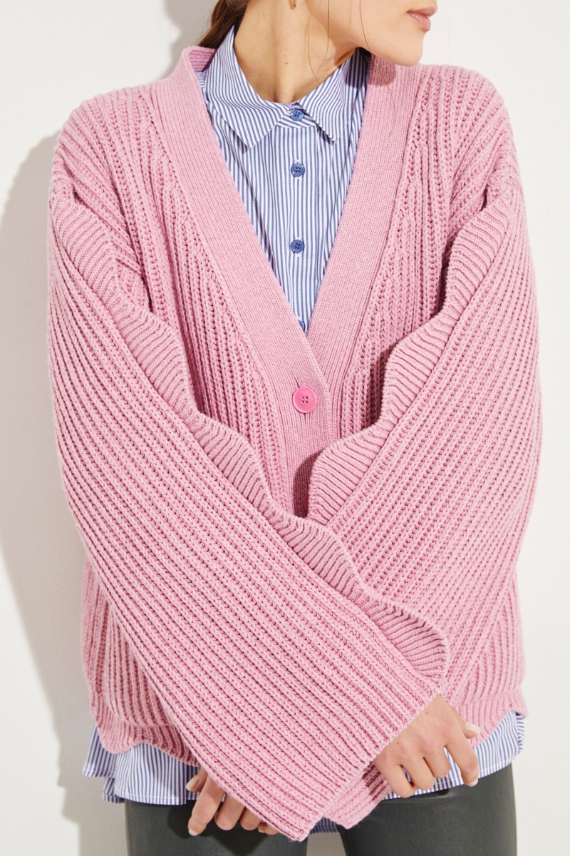 Cardigan mit Muschelsaum Rosé
