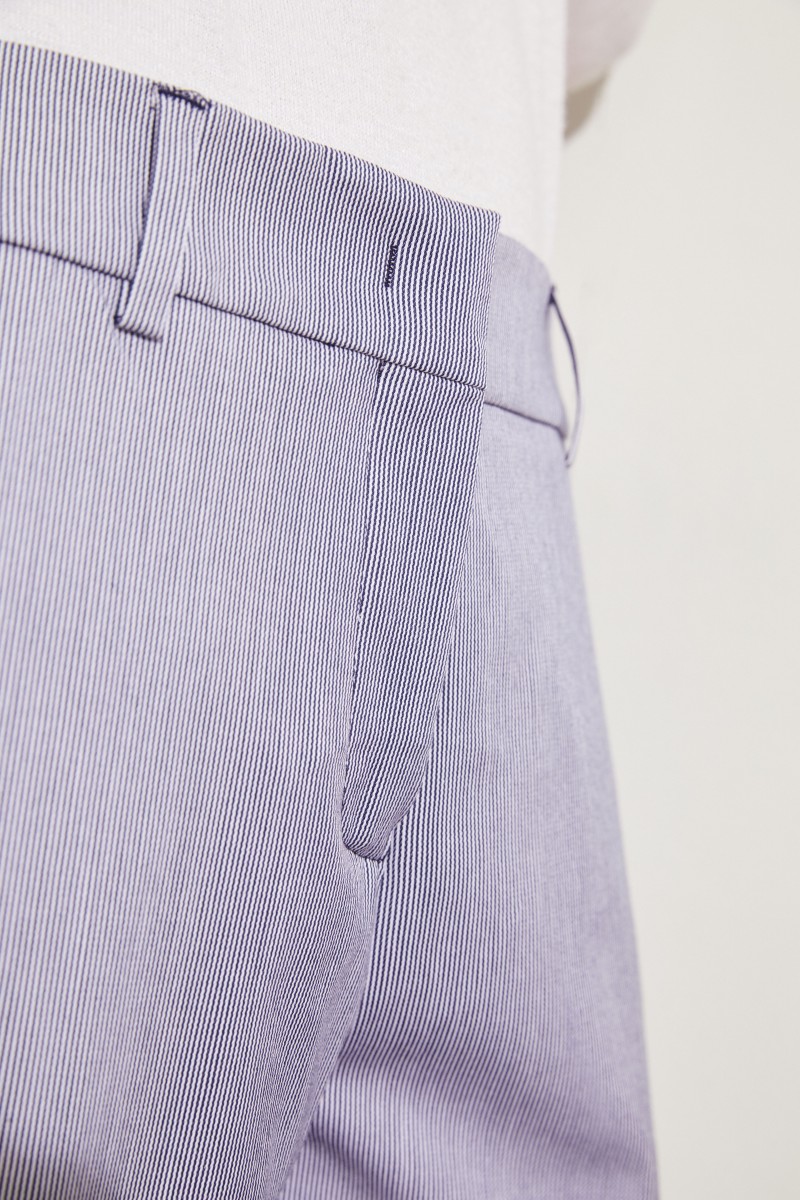 Gestreifte Baumwoll-Hose 'Violette' Blau/Weiß