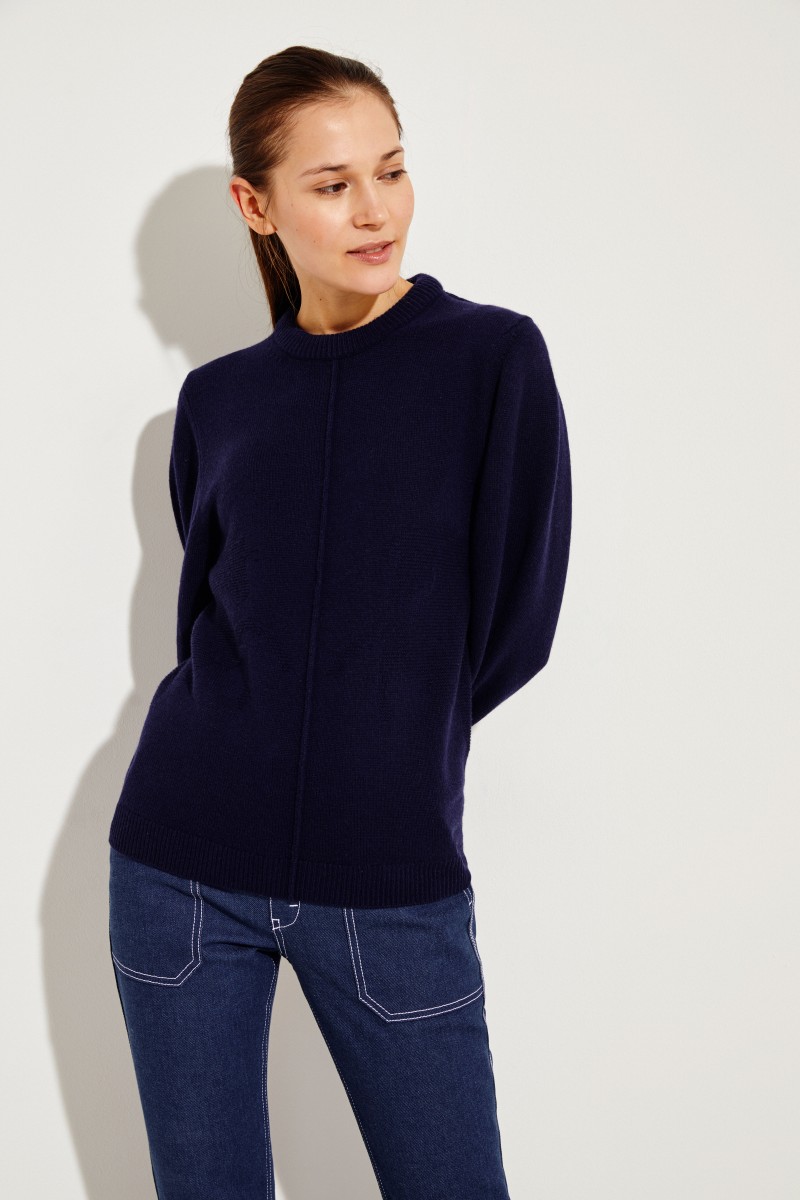 Cashmere-Woll-Pullover Blau