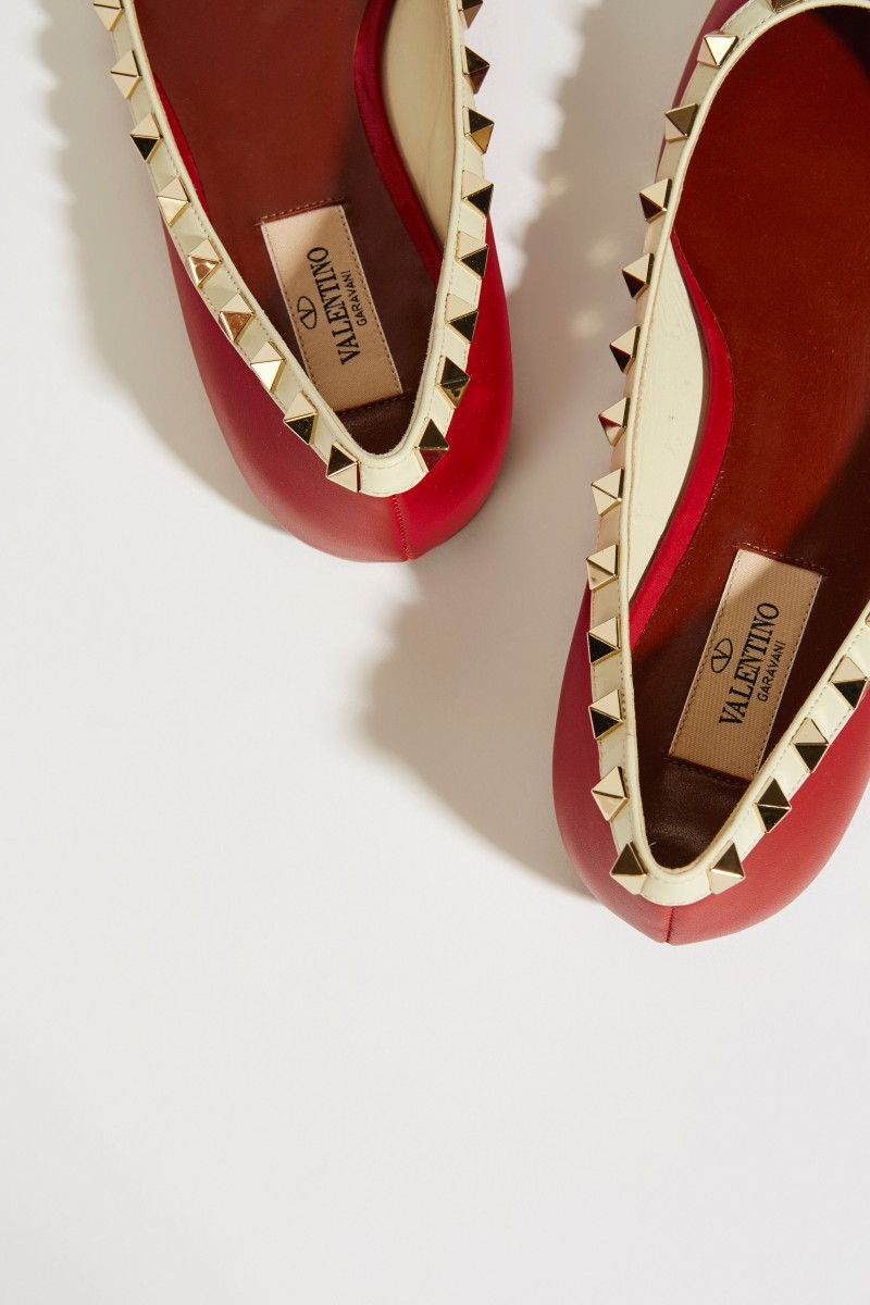 Nietenbesetzte Flats 'Rockstud' Rot