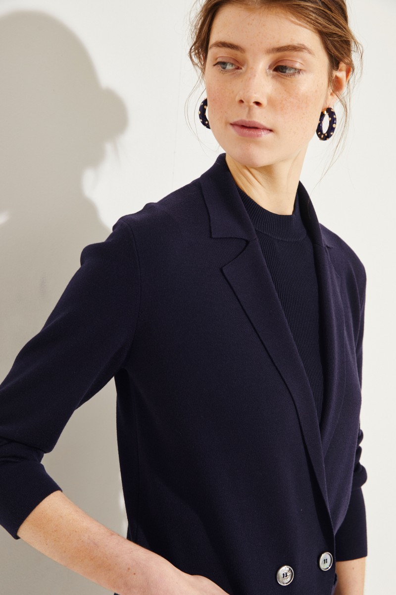 Langer Woll-Blazer Blau