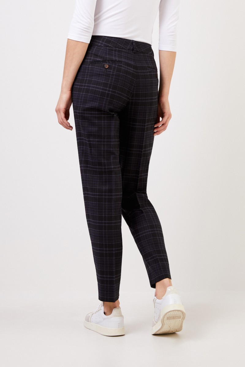 Cappellini Woll-Hose mit Glencheck Blau/Multi