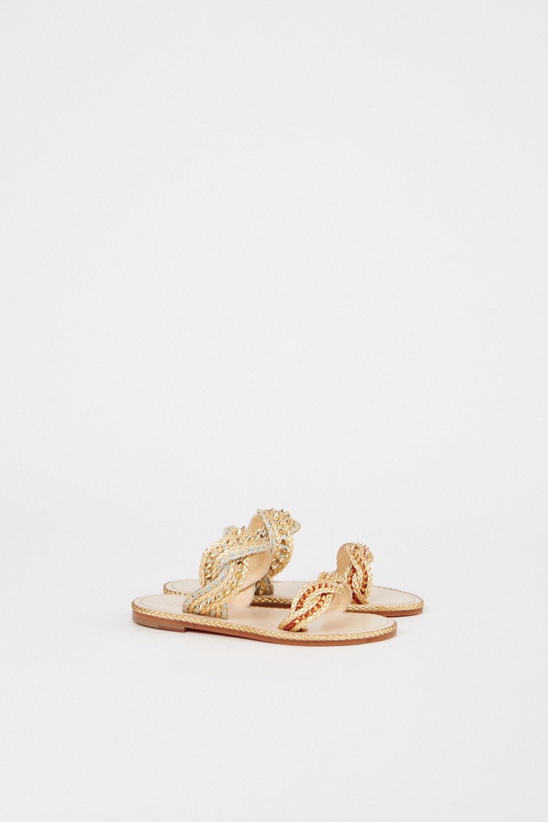 Christian Louboutin Sandale 'Normandie Flat' Gold