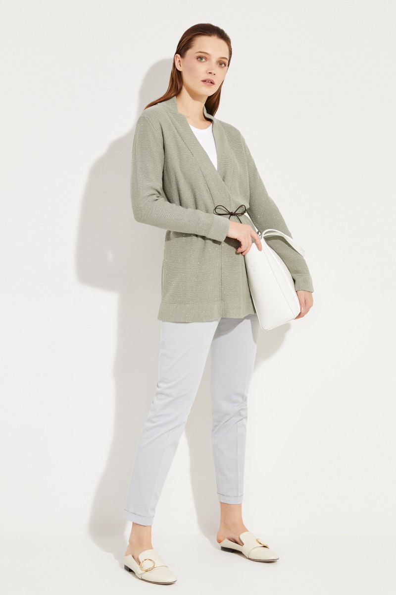 Cardigan mit Pailletten-Details Salbei