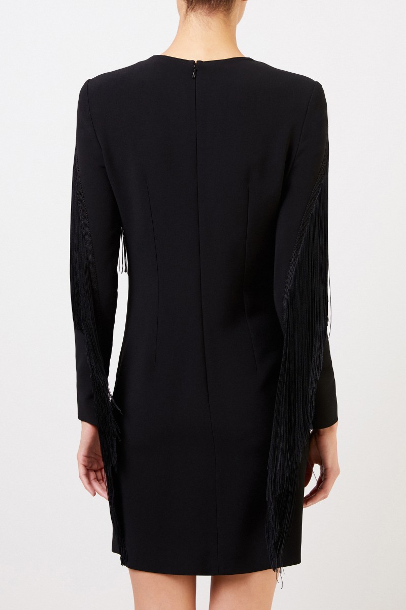 Stella McCartney Kurzes Kleid mit Fransen Schwarz