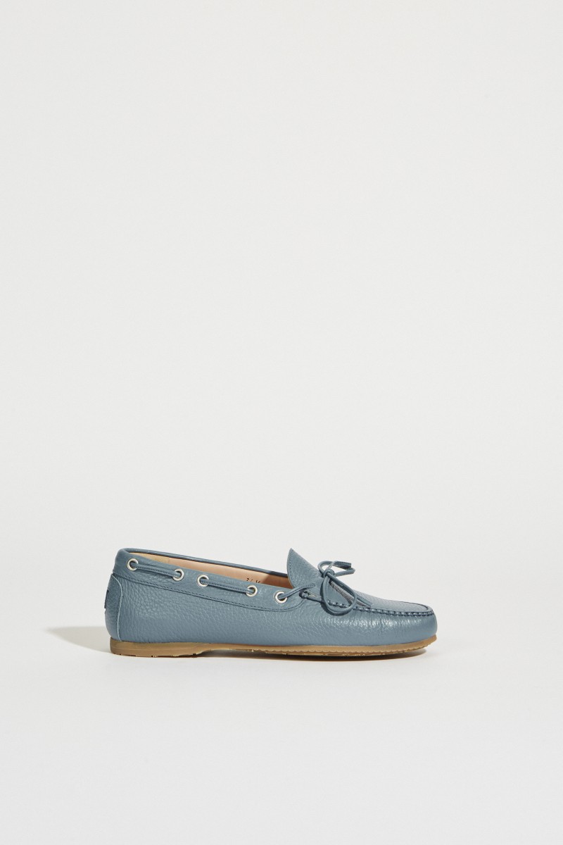 Leder-Schuh mit Schleife Blau