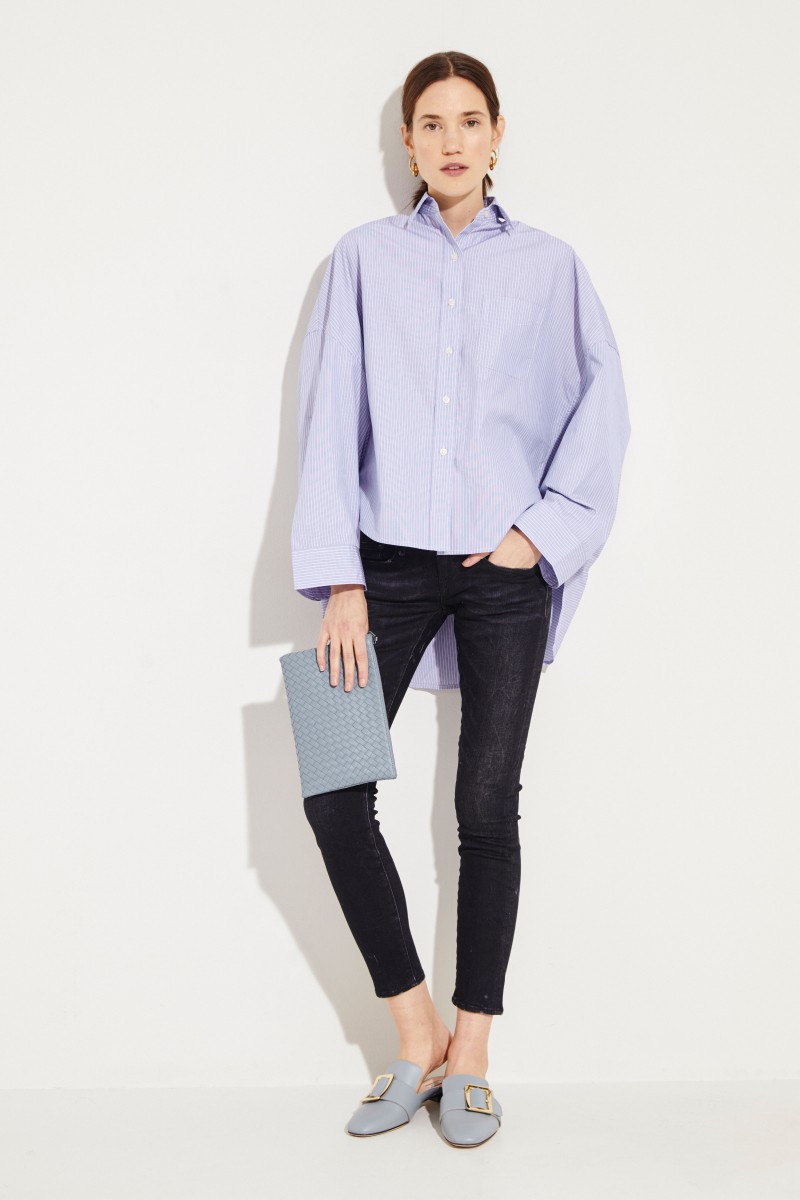 Gestreifte Oversize-Bluse Blau/Weiß