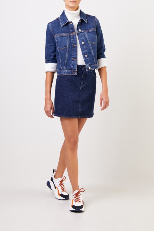 Stella McCartney Kurze Jeansjacke Blau