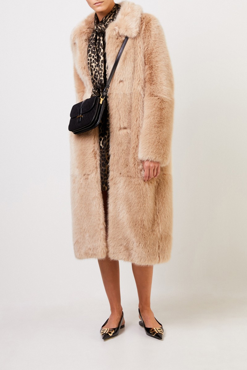 Stella McCartney Langer Kunstfell-Mantel Beige