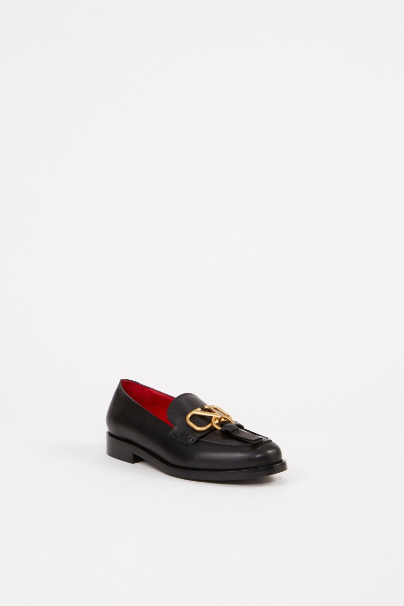 Valentino Leder-Loafer mit V-Logo Schwarz