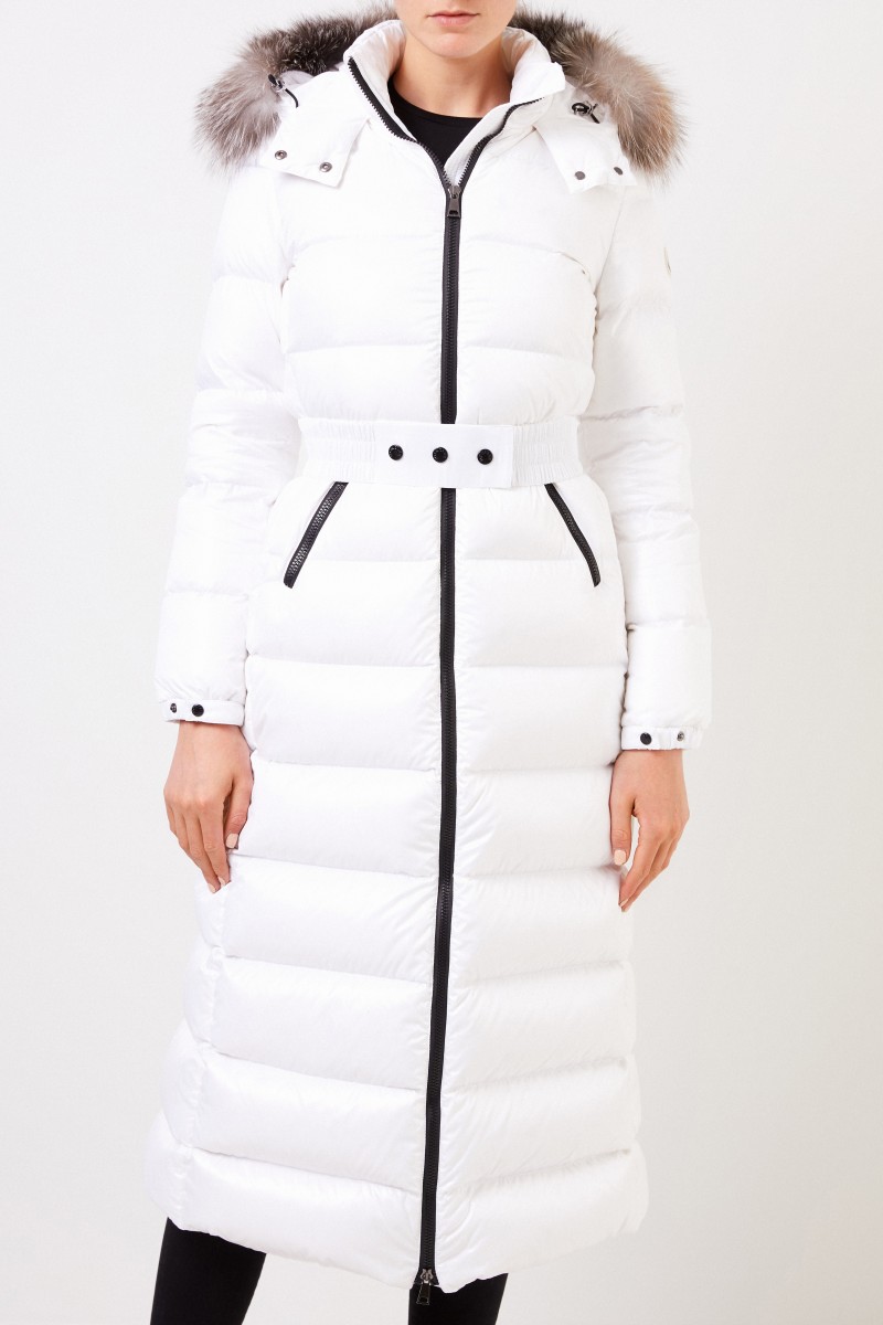 Moncler Langer Daunenmantel 'Hudson' mit Fellkragen Weiß