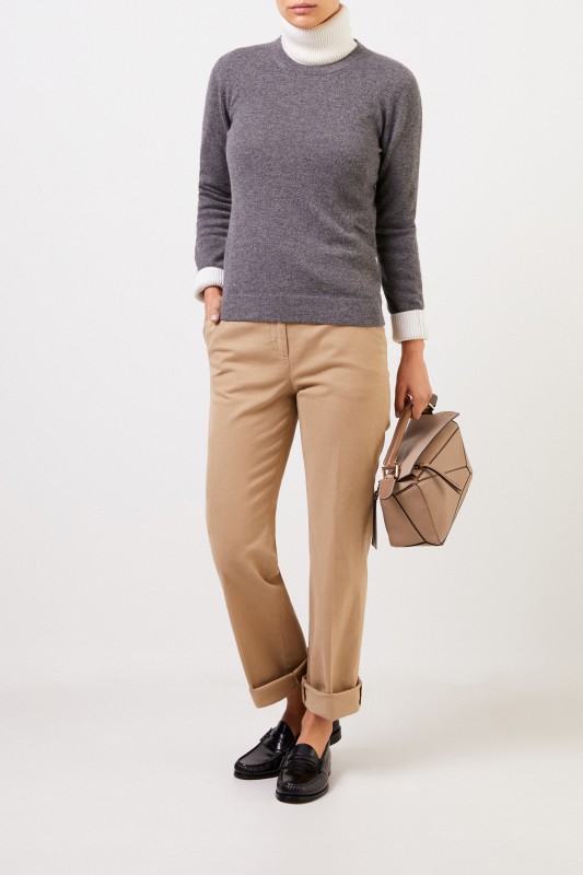 Agnona Klassischer Cashmere-Pullover Grau