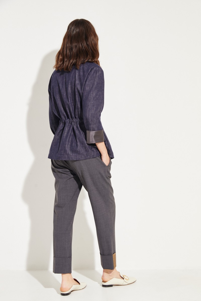 Jeansblazer mit Kordelzug Blau