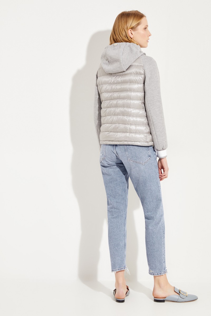 Daunenjacke mit Sweatdetails Taupe/Grau