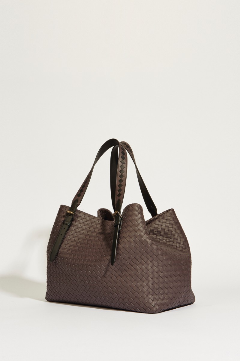 Geflochtener Leder-Shopper 'Tote' Braun