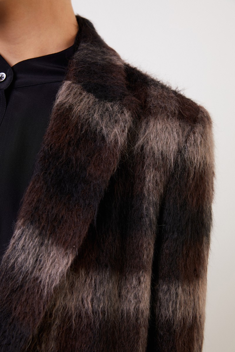 Alpaca-Woll-Mantel mit Karomuster Braun/Multi