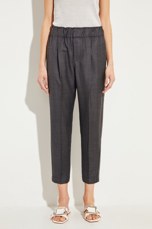 Brunello Cucinelli Woll-Hose mit seitlicher Perlenverzierung Grau