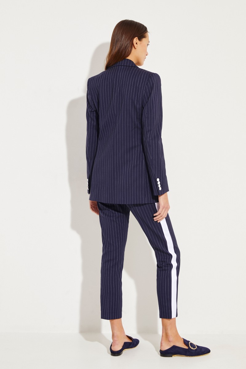 Woll-Blazer 'Casablanca' mit Satinrevers Marineblau/Weiß