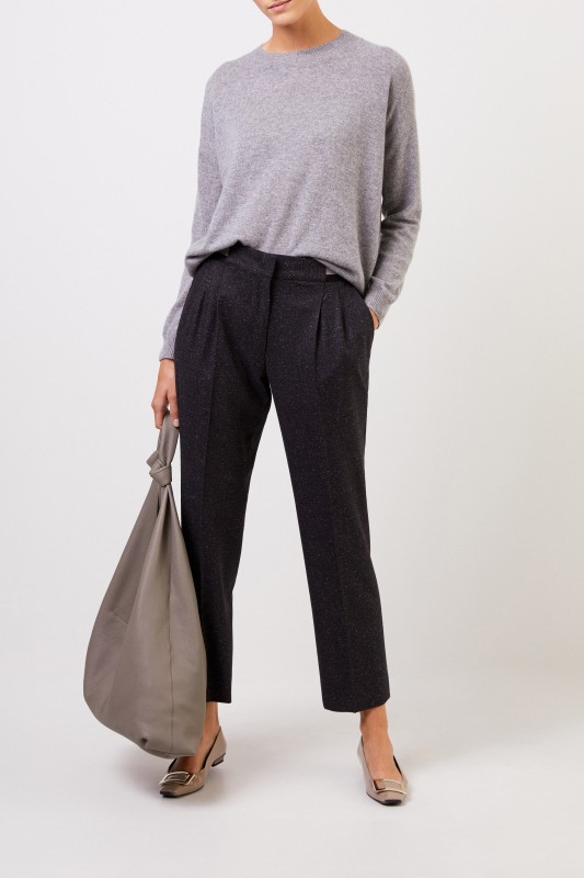 Iris von Arnim Cashmere-Pullover 'Calanna' mit Rundhals Grau