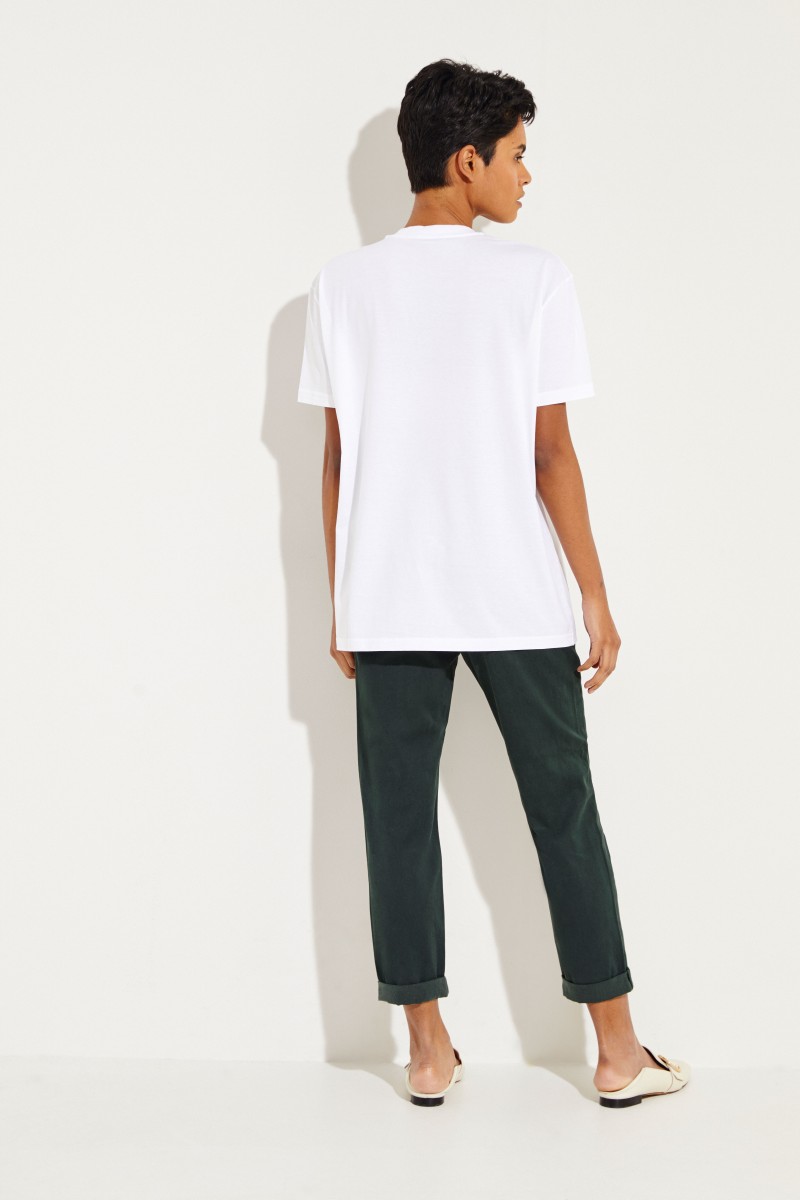 Oversize T-Shirt mit Logo Weiß