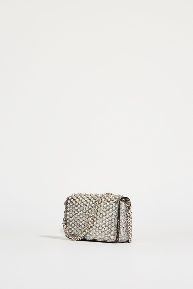 Mini-Umhängetasche 'Zoompouch' mit Nieten Silber