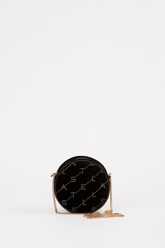 Stella McCartney Runde Samttasche 'Mini Round Bag' Schwarz