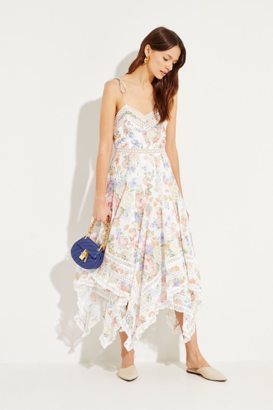 Zimmermann Langes Kleid mit asymmetrischem Saum Multi