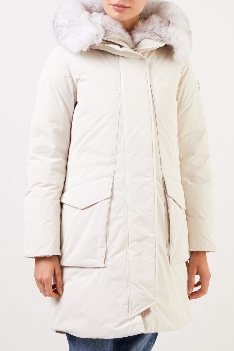 Woolrich Daunenparka 'Military Parka' mit Fuchspelz Weiß