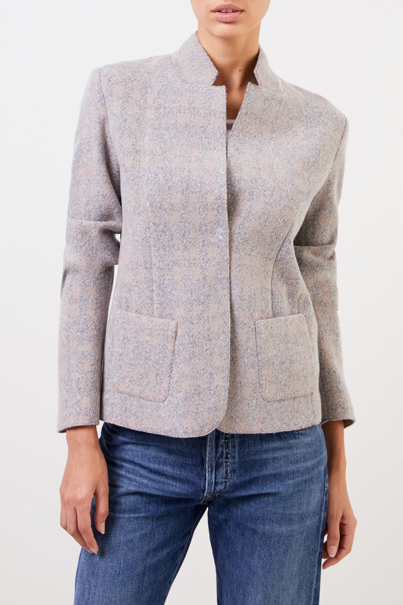 Fabiana Filippi Woll-Blazer mit Perlenverzierung Beige/Grau