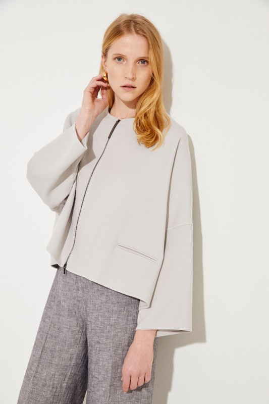 Woll-Seiden Jacke Taupe