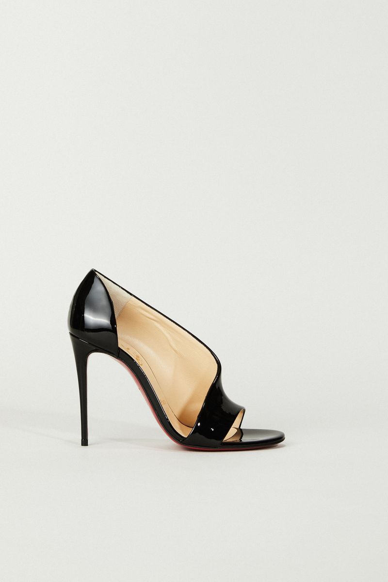Lackleder-Peeptoe 'Phoebe' Schwarz