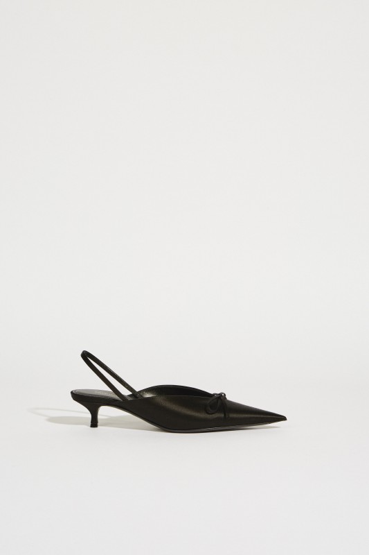 Satin-Slingback mit Schleife Schwarz