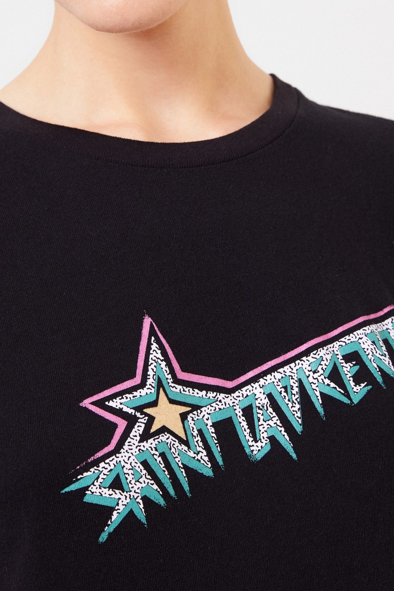 Saint Laurent T-Shirt mit Logoapplikation Schwarz