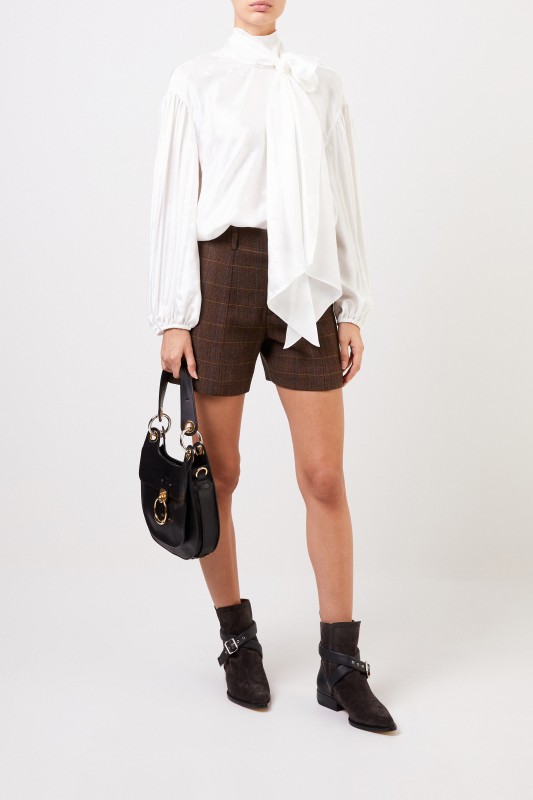 Chloé Seidenbluse mit Schleifenkragen Weiß