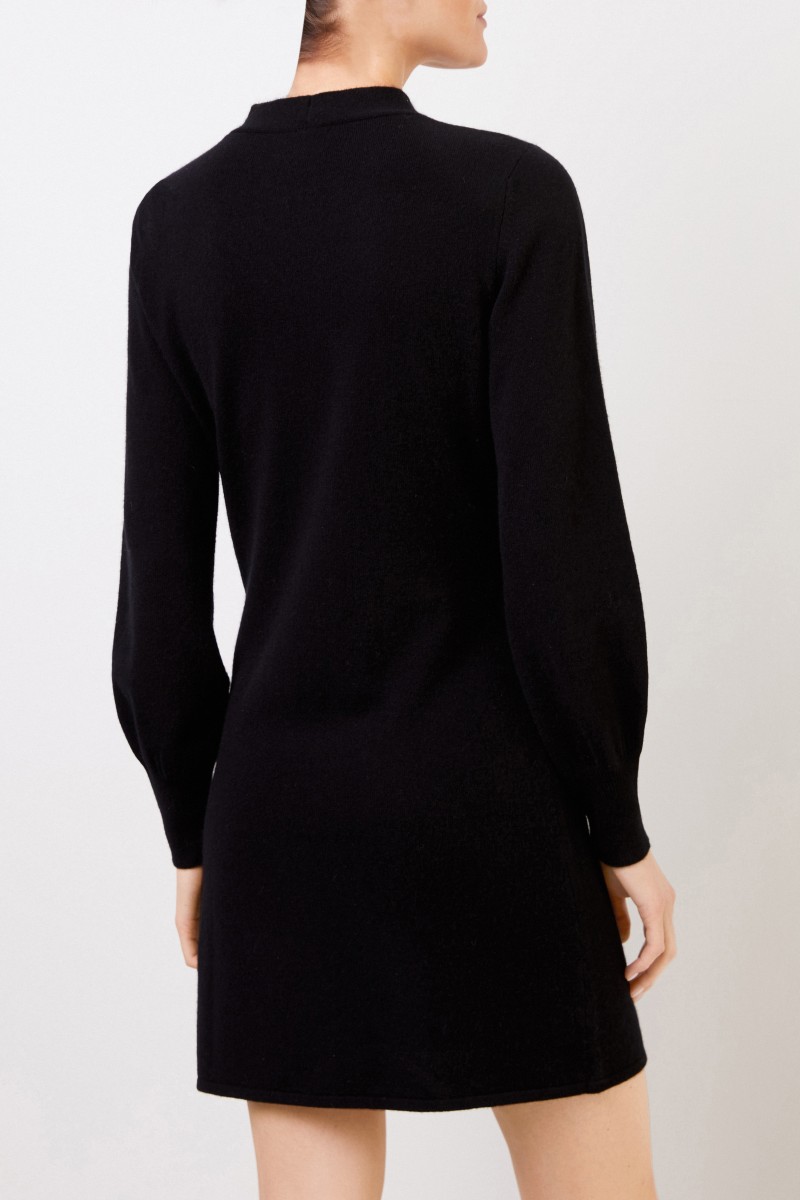 Woll-Cashmere Strickkleid mit Schlitz-Detail Schwarz