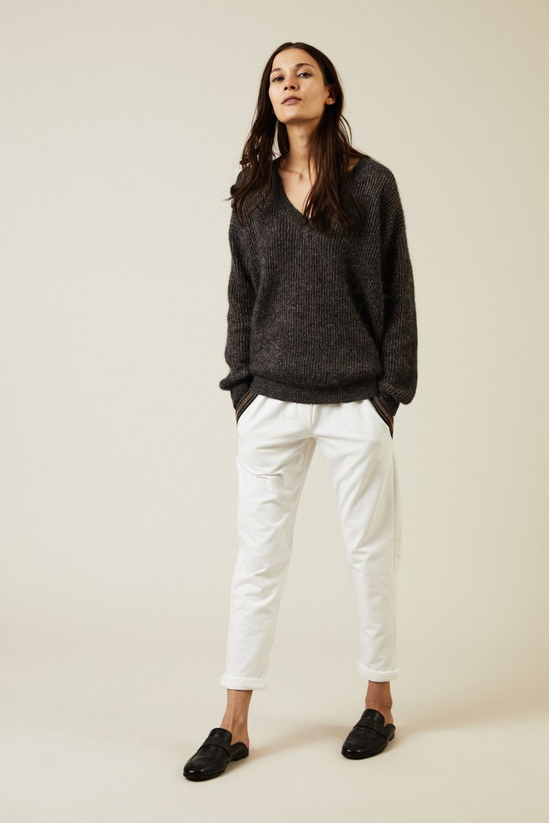 Mohair-Pullover mit Glitzerfäden Anthrazit