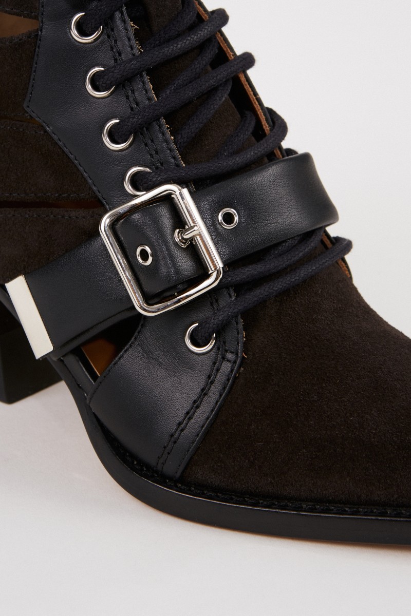 Chloé Veloursleder-Ankle-Boots 'Rylee' Schwarz/Braun