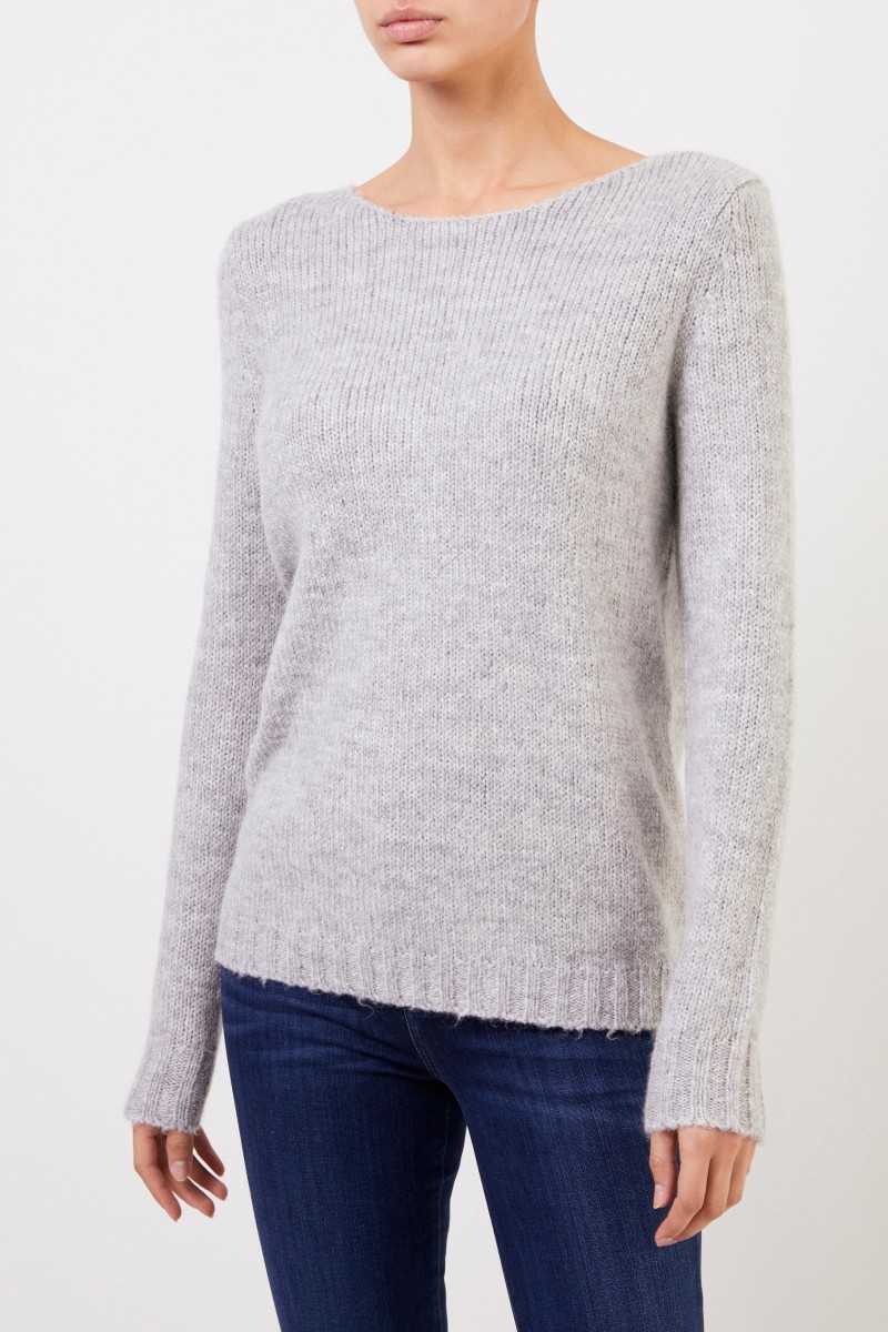 Baumwoll-Mohair-Pullover Hellgrau