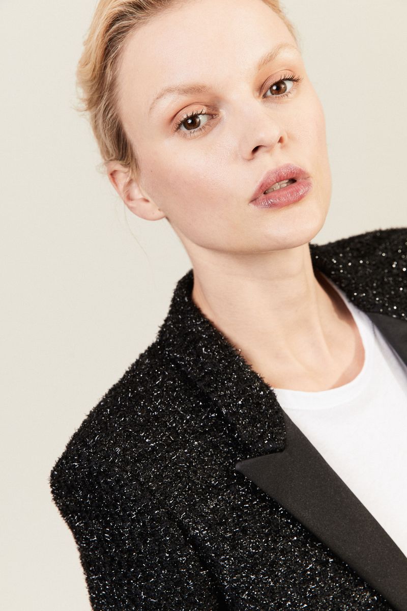 Strukturierter Blazer aus schwarzem Lurex Schwarz