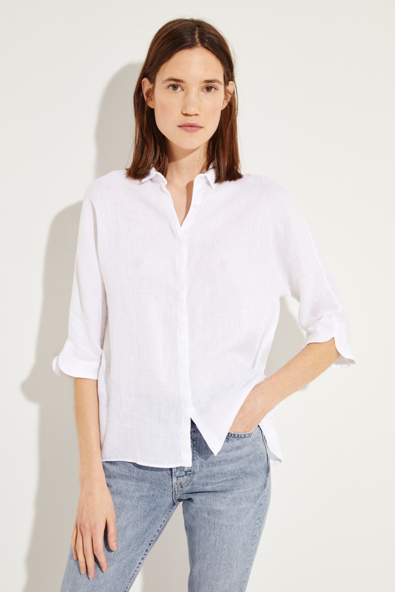 Leinen-Bluse Weiß