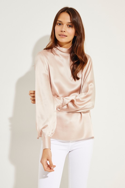 Seiden-Bluse mit Glanz Rosé