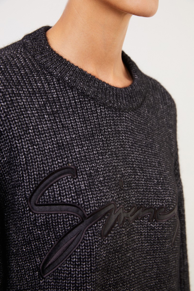 Givenchy Strickkleid mit Spitzendetails Anthrazit