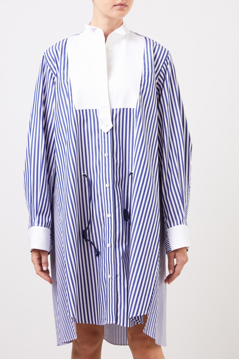 Sacai Gestreiftes Hemdblusenkleid Blau/Weiß