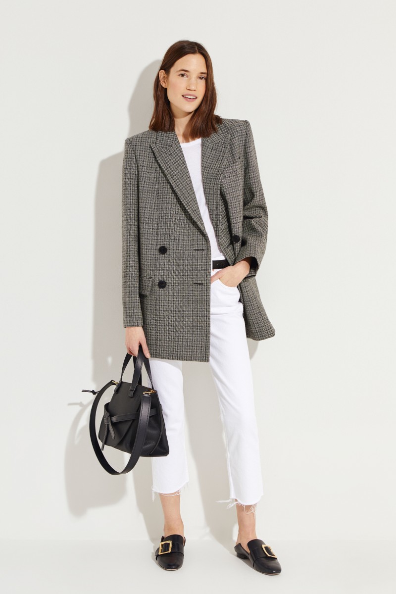 Karierter Woll-Blazer Schwarz/Grau