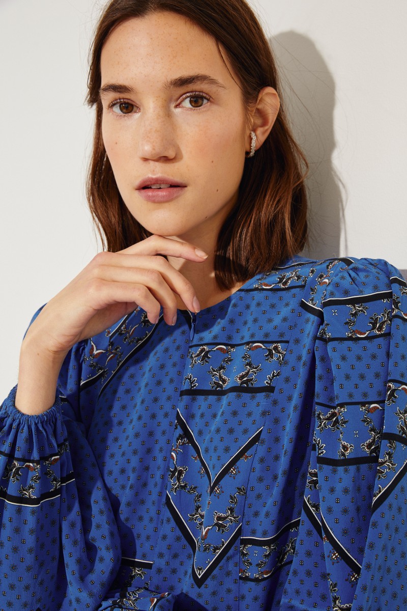 Seiden-Kleid 'Cloverdale' mit Print Blau