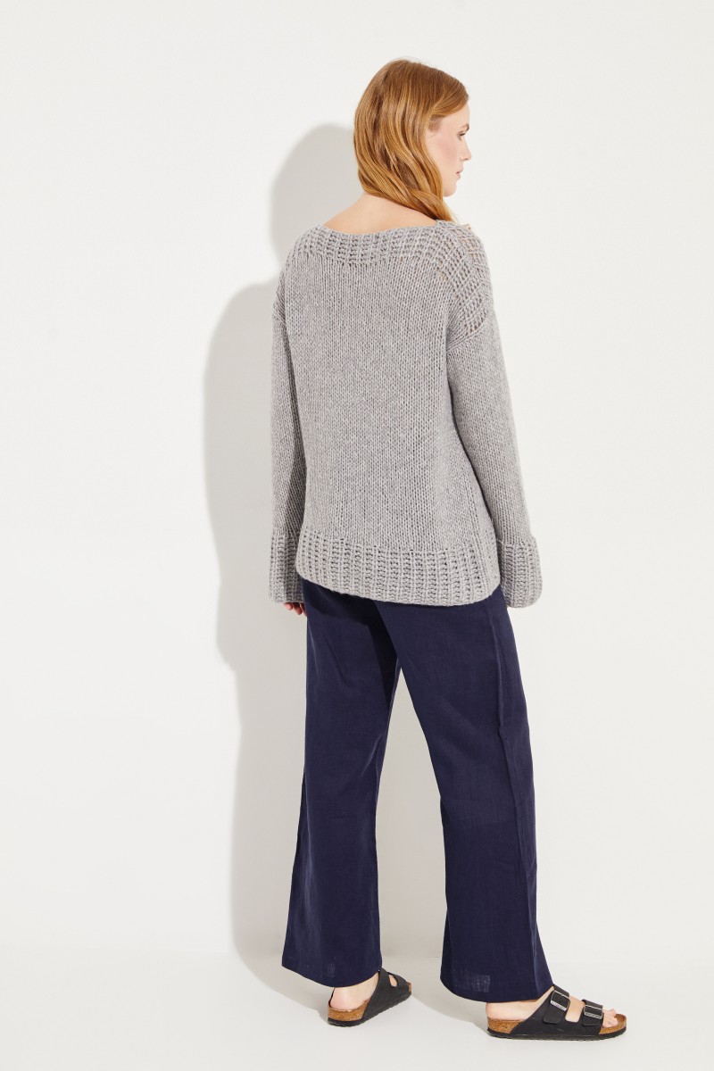 Handstrick-Cashmere-Pullover Grau