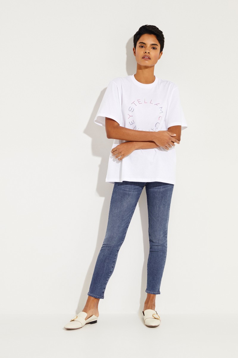 T-Shirt mit frontaler Applikation Weiß